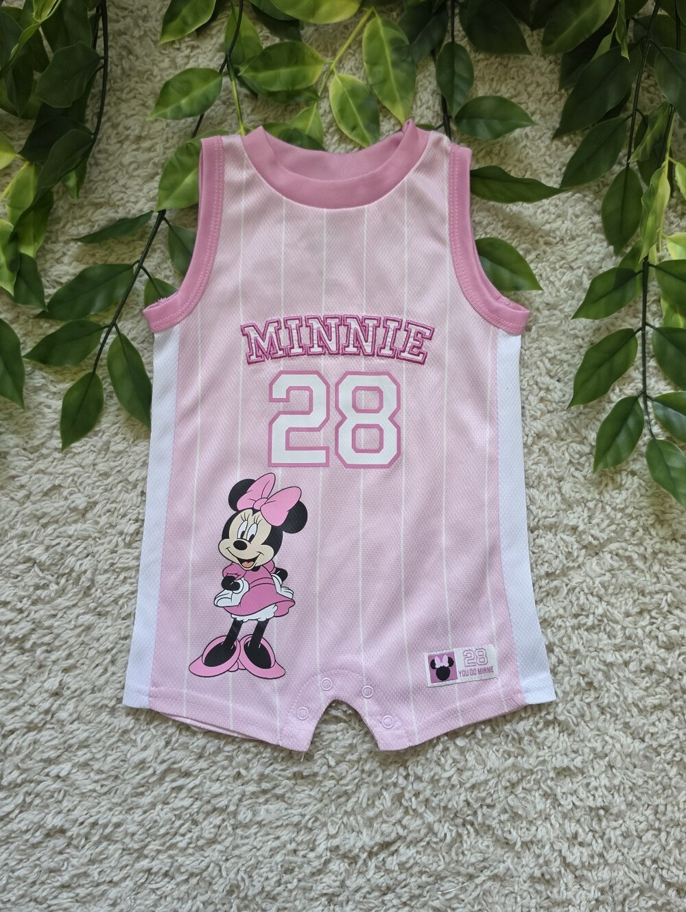 Baby Girl Minnie Mouse Basketball Jersey Romper (3-6 Months)